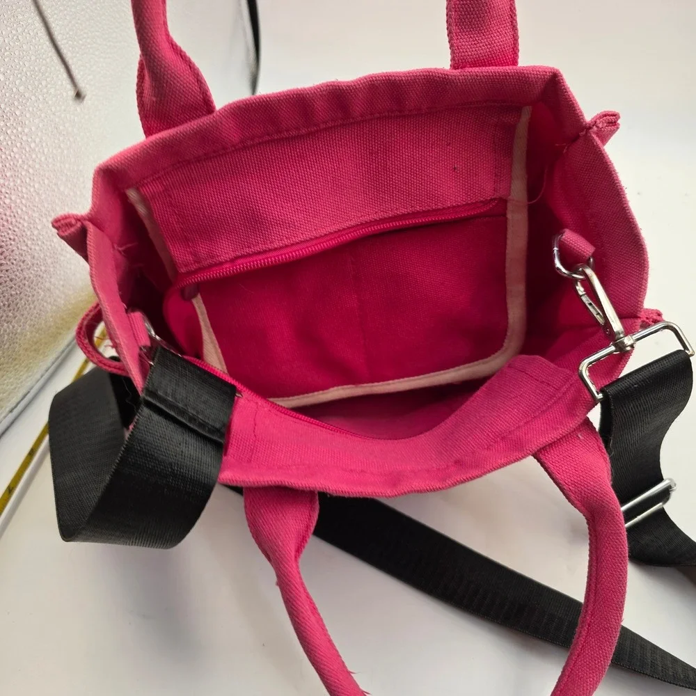 The Tote Bag Pink Canvas Crossbody Handbag Small Travel Satchel